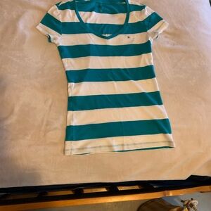Women’s Tommy Hilfiger Striped Teal and White Women's Top